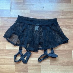 NWOT iheartraves Black Fishnet Skirt with Garters